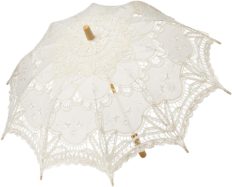 BABEYOND Lace Umbrella Parasol Vintage Wedding Bridal Umbrella for Decoration Photo Lady Costume 1920s Party (Apricot)