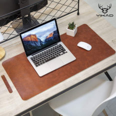 Yikda Leather Mouse pad Desk mat, Microfiber Leather Desk pad Large Mouse pad, Waterproof Desk Mat for Desktop （31"x15.7" Dark Brown）
