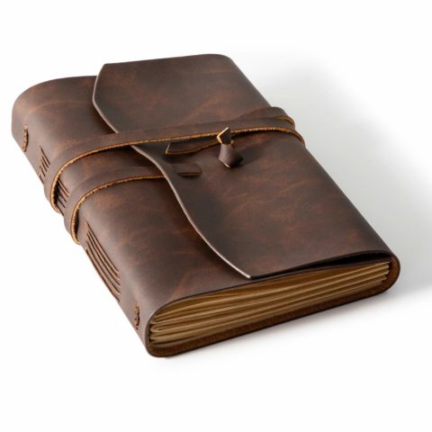Bedsure Leather Journal Notebook（5x7 inches） - Rustic Handmade Vintage Leather Bound Journals for Men and Women - Kraft Lined Paper 240 Pages, Leather Book Diary Pocket Notebook, Brown