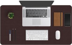 ZBRANDS // Brown Leather Desk Mat Pad Blotter Protector, Extended Non-Slip Rectangular, Laptop Keyboard Mouse Pad (36" x 20")