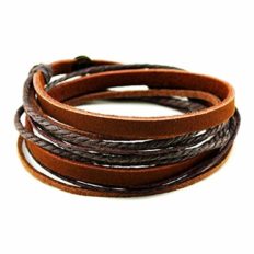 Cherryzz Fashion Handmade Soft Leather Multilayer Wrap Leather Bracelet Snap Cuffs