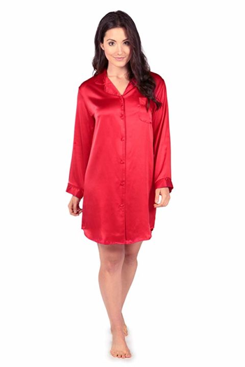 TexereSilk Women's Silk Sleep Shirt - Sleepwear Nightshirt (Dreamfest)