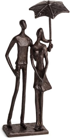 Danya B Loving Couple Under Umbrella Bronze Sculpture - Modern and Elegant Design – Metal Art - Contemporary Home and Office Décor – Modern Tabletop Décor