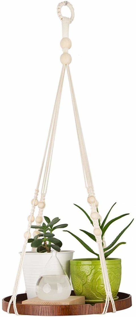 TIMEYARD Macrame Plant Hanger - Indoor Hanging Planter Shelf - Decorative Flower Pot Holder - Boho Bohemian Home Decor, in Box, for Succulents, Cacti, Herbs, Small Plants