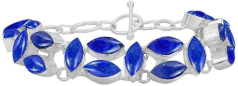 Natural Lapis Bracelet for Women Mom Wife 925 Silver Overlay Handmade Vintage Bohemian Style Jewelry