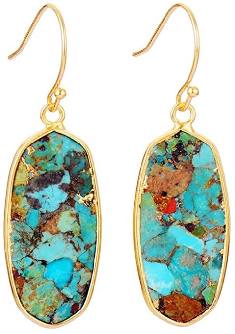 Turquoise Earrings for Women Fashion Jewelry (Gold)
