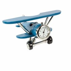 Design Gifts Miniature Metal Airplane Clock (Blue)