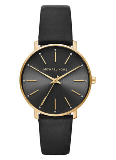 Michael Kors Women\\\\\\\\\\\\\\\\\\\\\\\\\\\\\\\'s Pyper Stainless Steel Quartz Watch with Leather Strap, Gold/Black, 18