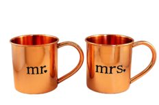 Alchemade 100% Pure Copper Mr. & Mrs. Moscow Mule Mug Set of 2 14Oz Original Copper Engagement Mug Cup For Mules & Cocktails - Keeps Drinks Colder