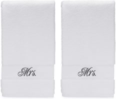 Romance Helpers Mrs & Mrs Lesbian Gifts | Set of 2 Mrs and Mrs Hand Towels | Perfect for Same Sex Lesbian Wedding Engagement