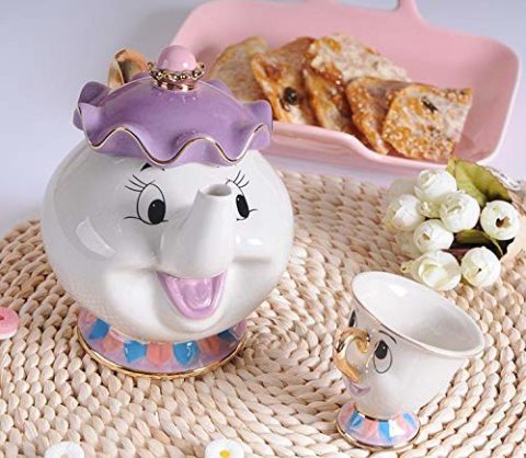 NEW Beauty and The Beast Mrs. Potts Chip Tea Pot & Cup set Teapot Mug (Pot & Cup)
