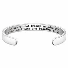 KUIYAI Mulan Quote Cuff Bracelet The Flower That Blooms In Adversity Is The Most Rare And Beautiful Of All Princess Bracelet Jewelry (silver)