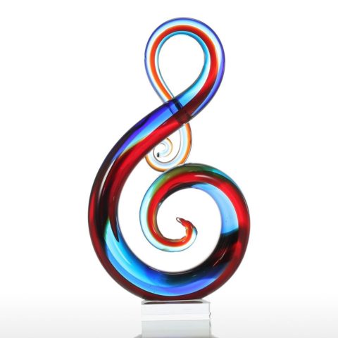 Tooarts Multicolorrts Music Note Glass Sculpture Home Decor Ornament Gift Craft Decoration 14"