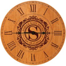LifeSong Milestones Wedding Clock or Anniversary Clock Personalized Wedding Gift Housewarming Gift Monogram Initial Clock (Cherry)