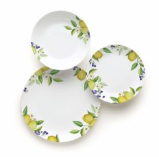 Excelsa Lemon Table Service 18 Pieces, Porcelain, White/Lemons