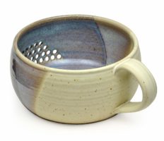 GW Pottery Handmade Stoneware Berry Bowl/Colander, Blue