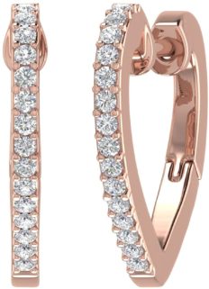0.15 Carat Diamond Heart Shape Hoop Earrings in 10K Rose Gold Valentines Day Gift for her
