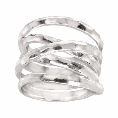 Silpada \\\'Wrapped Up\\\' Overlapping Textured Band Ring in Sterling Silver, Size 8, Size 8