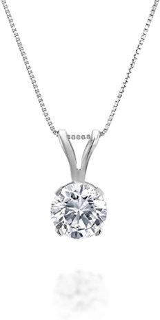 1/5ct tw Diamond Solitaire Pendant in 14k White Gold (H-I, I2-I3, 18 inch)