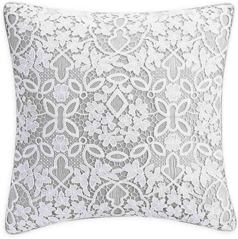 Bridge Street Anabelle Lace Square Throw Pillow in Grey