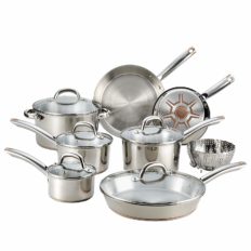 T-fal C836SD Ultimate Stainless Steel Copper Bottom 13 PC Cookware Set, Piece, Silver
