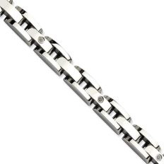 ICE CARATS Stainless Steel 14k White Gold .03 Carat Diamond 8.5 Inch Bracelet Men Link Fine Jewelry For Dad Mens Gifts For Him