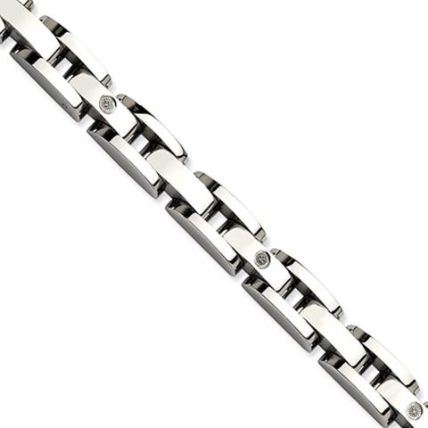 ICE CARATS Stainless Steel 14k White Gold .03 Carat Diamond 8.5 Inch Chain Tennis Bracelet Men Link Fine Jewelry for Dad Mens Gifts for Him