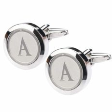 Dannyshi Mens Classic Stainless Steel Initial Cufflinks 26 Alphabet Initial Letter Cufflinks Business Wedding Shirts A-Z (A)