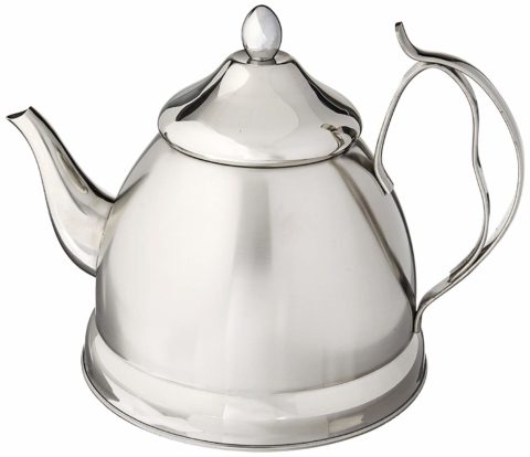 Creative Home Nobili-Tea 2.0 Qt. Stainless Steel Tea Kettle with Removable Infuser Basket, Brushed Body Finish