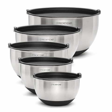 Priority Chef Premium Mixing Bowls With Lids Set, Airtight Lids, Thicker  Stainless Steel Mixing Bowl Set, Large Prep Metal Bowls with Lids, Nesting  Bowls for Kitchen, 1.5/2/3/4/5 Qrt, Black - Yahoo Shopping