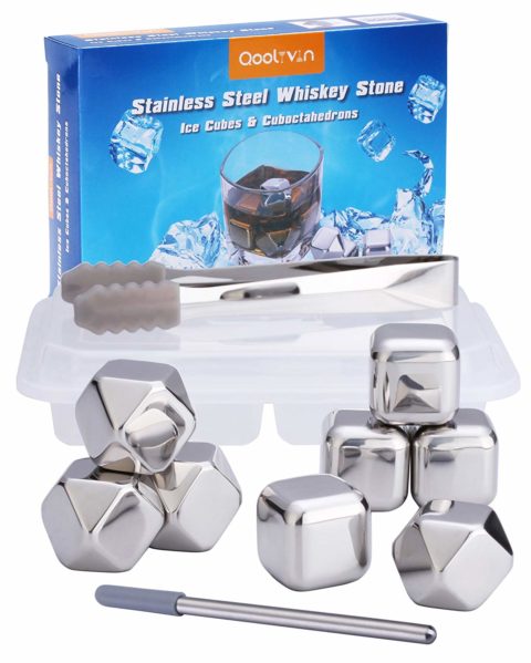 Whiskey Stones Gift Set of 11 - Reusable Ice Cube Metal Stainless Steel Whiskey Ice Cubes Whiskey Rocks with Ice Cube Tray Tongs - Whiskey Gifts for Men Dad Husband - Fathers Day Gifts