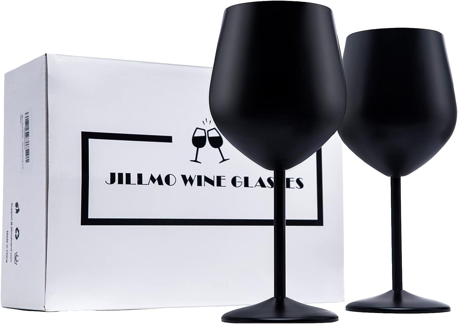 JILLMO Stainless Steel Stemmed Wine Glasses, Set of 2, 18 oz Shatterproof Wine Goblets- Dishwasher Safe Unbreakable, Great for Daily, Formal & Outdoor Use