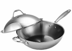 Cooks Standard Stainless Steel Multi-Ply Clad Wok, 13" with High Dome lid, Silver