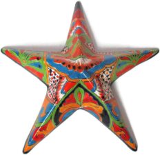 Talavera Pottery Store Wall Star Medium Hand Painted Indoor Outdoor Multi Colored Figure Glazed