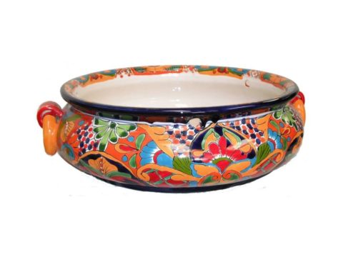 Talavera Pottery Store Succulent Bowl with Rings Planter Small Hand Painted Indoor Outdoor Pot Multi Colored Glazed