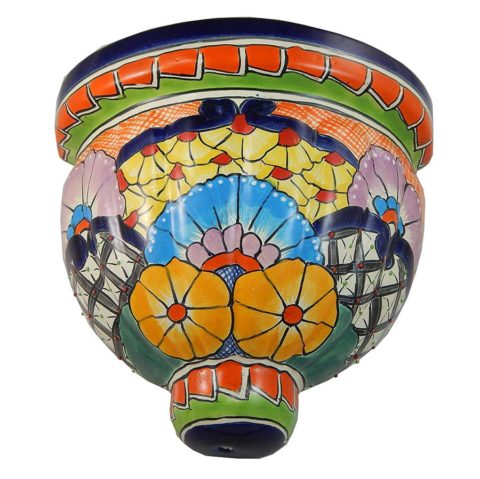 Mexican Talavera Wall Planter Handmade Hand Painted Pottery Planter Wall Hanging Sconce Planter # 05