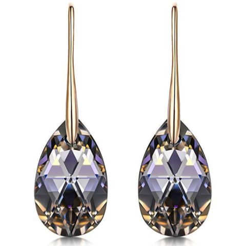 LADY COLOUR Crystal Earrings for Women Jewelry for Women Gifts for Women Earrings Rose Gold Teardrop Earrings Christmas Gifts for Women Birthday Gifts for Mom Girlfriend Wife Black Dangle Earrings