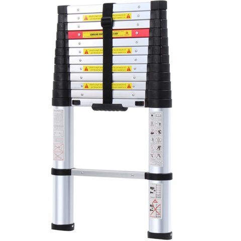 WolfWise Aluminum Telescopic Extension Multi-Purpose Ladder, 12.5FT, 330lbs Capacity