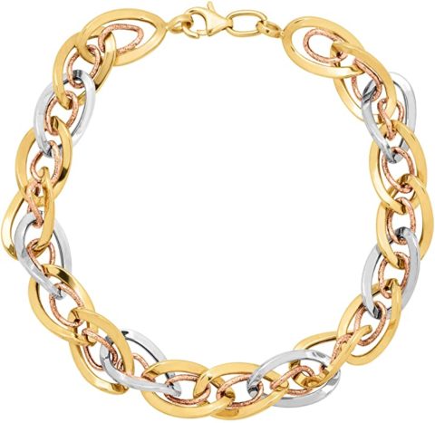 Eternity Gold Interlocking Oval Link Chain Bracelet in Three-Tone 10K Gold