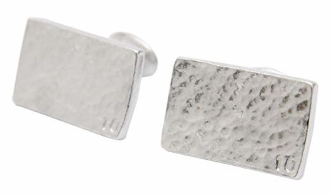 Pirantin 10 Year for Him Rectangle Beaten Tin Cufflinks with Small 10.