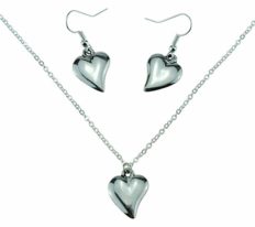 Pirantin 10 Year Anniversary Polished Offshaped 100% Pure Tin Necklace and Earring Set