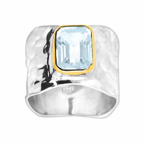 Silpada \'Lakeside\' Natural Sky Blue Topaz Ring in Sterling Silver & Gold Plate, Size 7