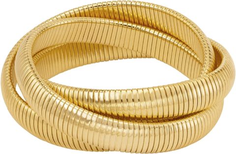 JANIS BY JANIS SAVITT Triple Cobra Bracelet - High Polished Yellow Gold