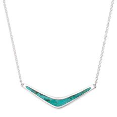 Silpada Compressed Turquoise Necklace in .925 Sterling Silver, Jewelry Gift Ideas for Women, Reversible Boomerang', 16" + 2"
