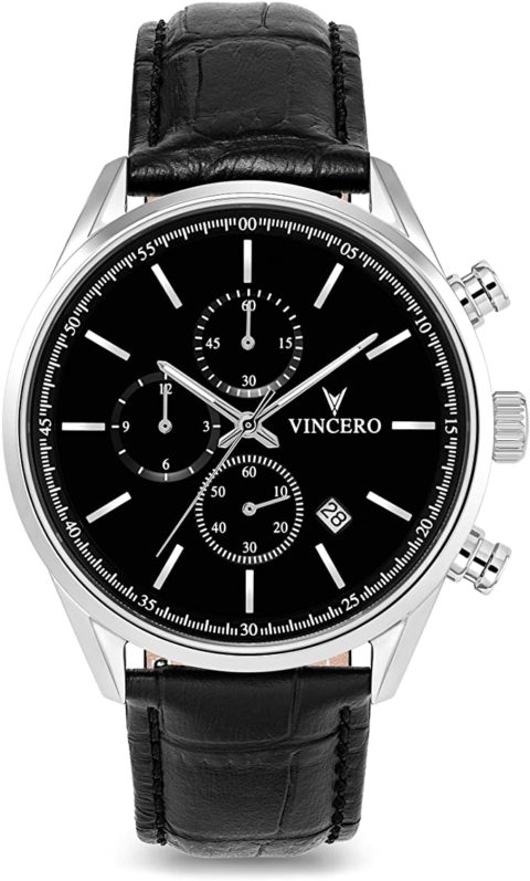 Vincero Men’s Chrono S Luxury Watch 40mm Quartz Movement Black/Silver