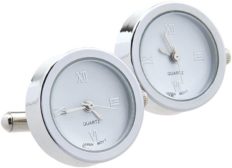 ZnMig Personality Men's Stainless Steel Quartz Watch Cufflinks When Walking, Watch Watch, Electronic Watch, Movement Cuff, Cufflinks (2 Colors) Fashionable Retro Cuff Links