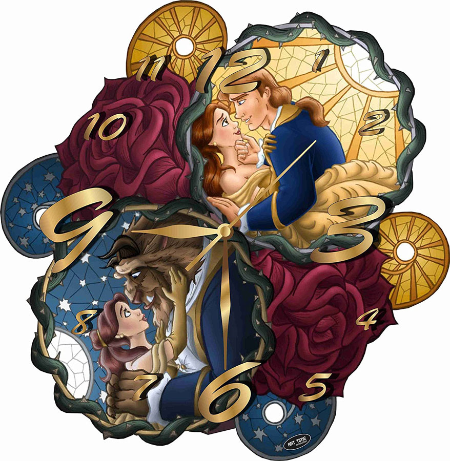 Beauty and The Beast 11.8’’ Handmade Art Wall Clock - Get Unique décor for Home or Office – Best Gift Ideas for Kids, Friends, Parents and Your Soul Mates - Made of Plastic
