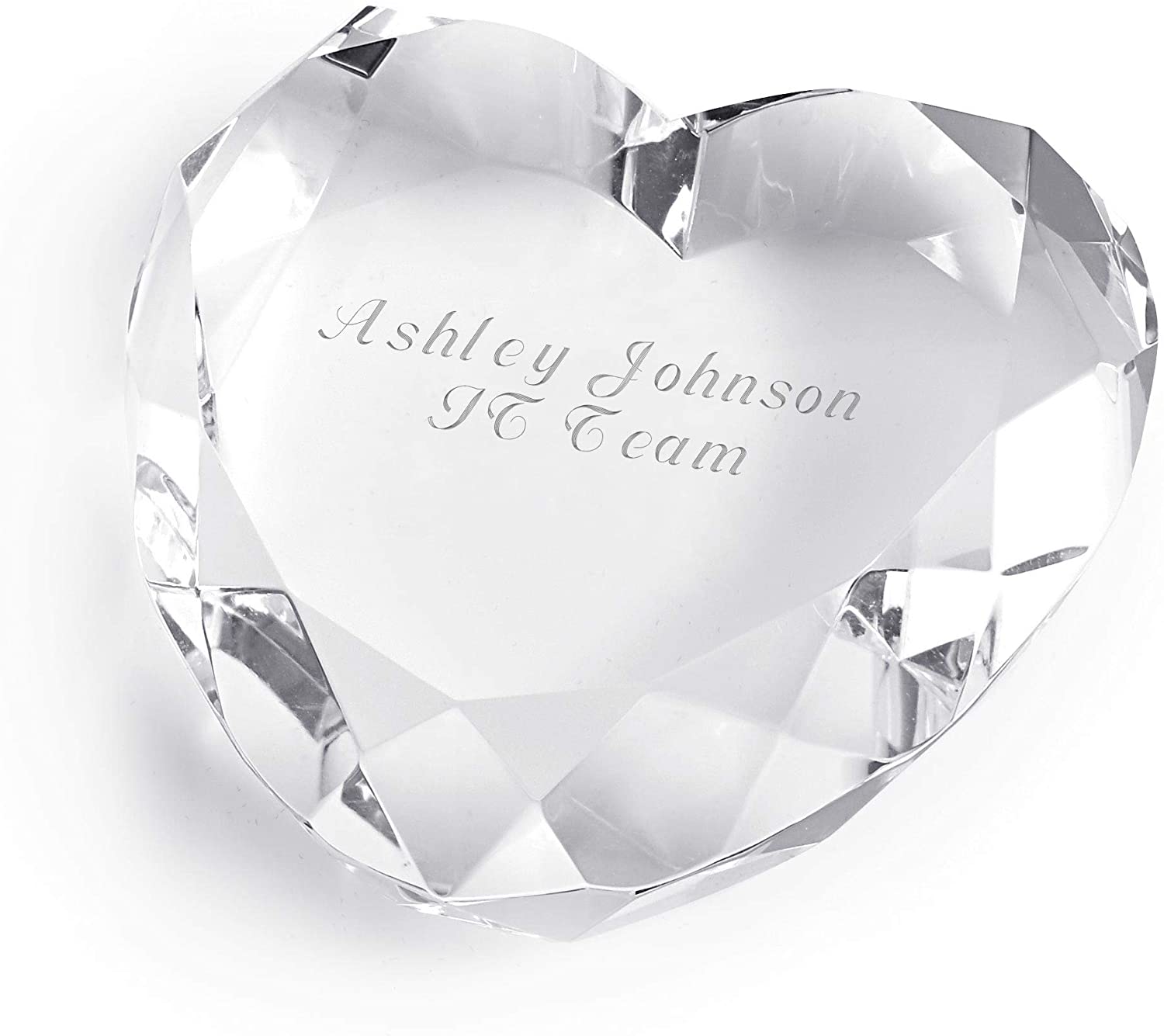 Personalised Engraved Crystal Heart Glass Paperweight 15th Anniversary Gift 