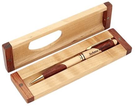 Custom Engraved Wood Pen Set With Maple and Rosewood Finish | Executive Pen and Box With Free Personalization