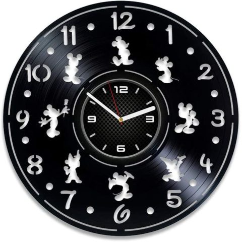 DecorStudioUA Disney Clock 12 inch Vinyl Clock Mickey Mouse Minnie Mouse Wall Clock Modern Disney Mickey Mouse Vinyl Record Wall Clock Mickey Mouse Vinyl Clock Disney Gift for Kids Mickey Mouse Clock